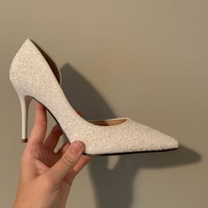 white glitter heels. size 7.5